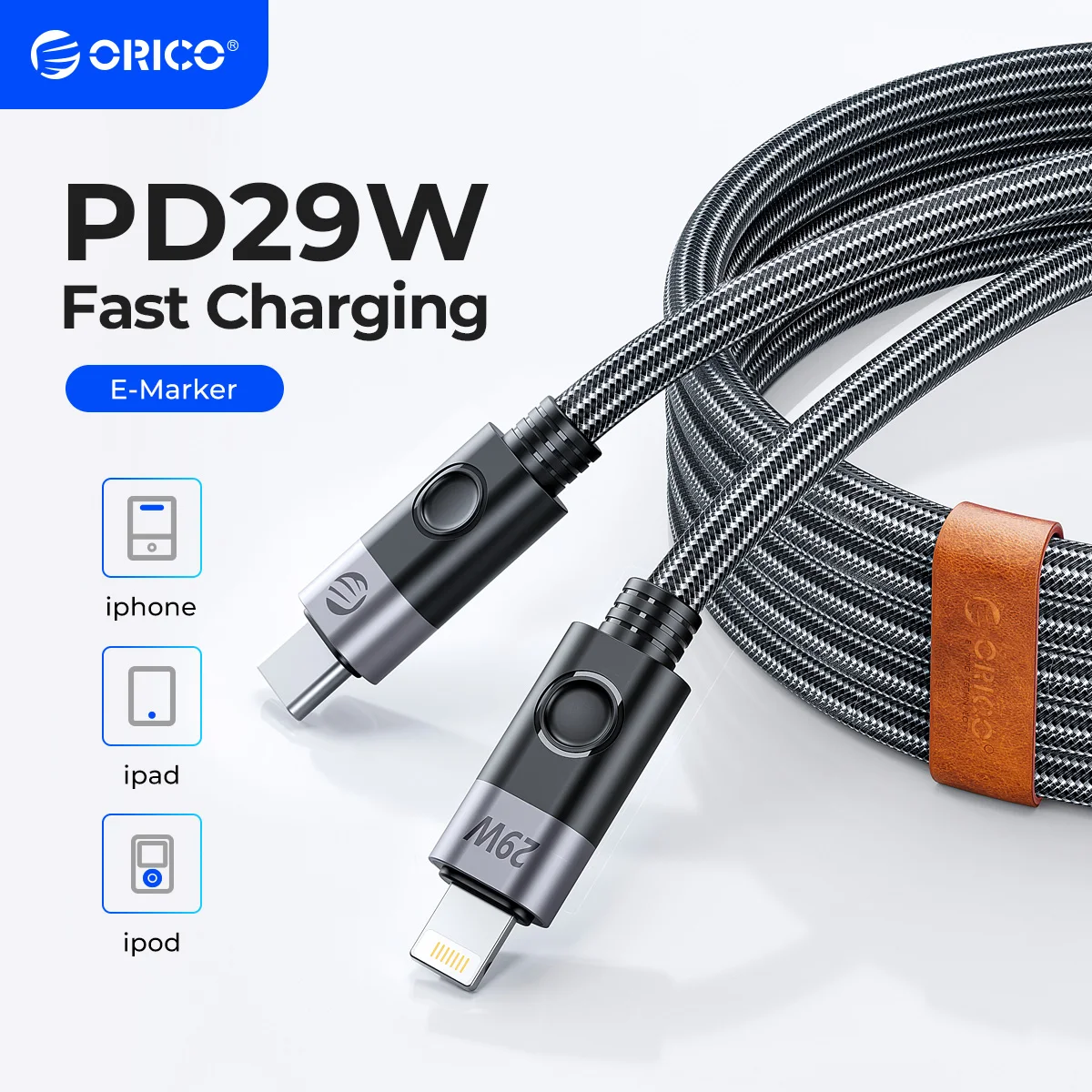 

ORICO PD 29 Вт USB C для Lightning Кабель MacBook USB C Быстрая зарядка для iPhone зарядное устройство Type C кабель для iPhone 13 12 Pro Max