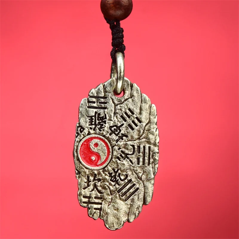 Retro Big Dipper Ziwei Divine Tboo Rune Taiji Bagua Necklace Male Choker Accessories Trendy Relief Stone Pattern Coin Pendant