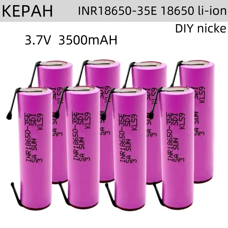 18650 35E 3500mAh 20Adischarge 3.7V INR18650-35E 18650 li-ion 3.7V battery rechargeable battery + DIY nicke