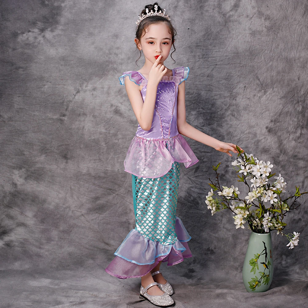 

Kids Girls Gauze Skirt Cute Mermaid Theme Practical Dress Halloween Fairy Premium Material Birthday Party Cosplay