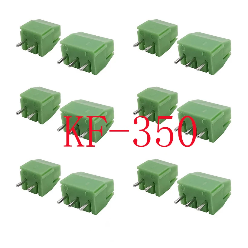 20Pcs KF-350 2 Reta Pino 3.5 milímetros Arremesso Pinos 3Pin Plug-in PCB Terminal de Parafuso Do Bloco Conector para 24-18 AWG Cabo