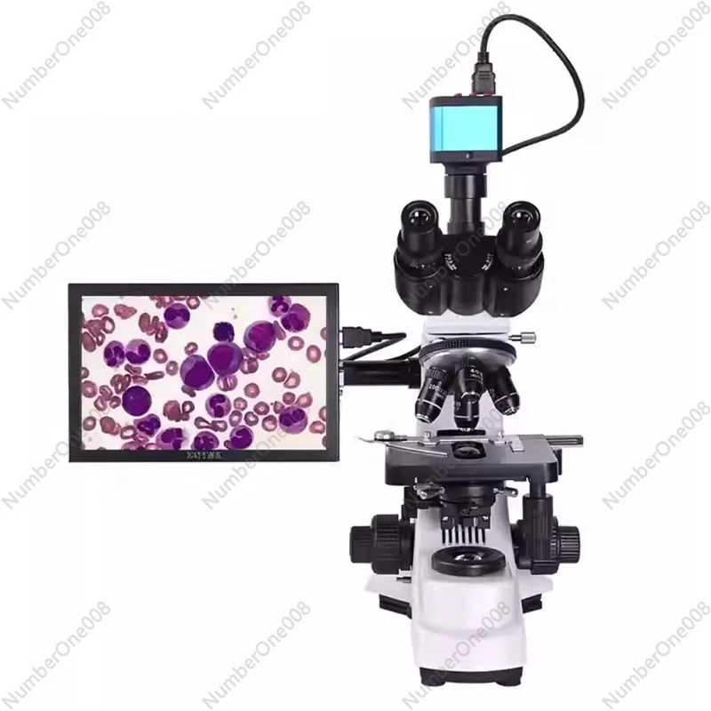 Professional Lab Biological HD Trinocular Microscope Zoom 2500X + 2/16MP Electronic Digital Camera USB HDMI VAG + 10-inch LCD