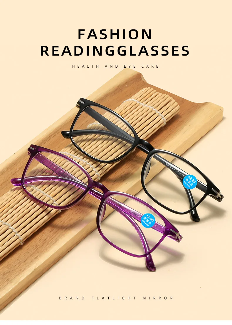 Frauen Kunststoff Lesebrille Kleine Rahmen Lila Presbyopie Brillen Männer Anti Blau Licht Brillen Für Lesen + 1,0 + 1,5 + 2,0 – Detail 2