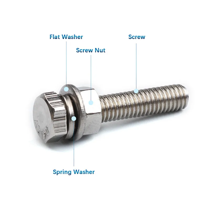 475 Pcs Stainless Steel Metric Bolt Hex Head Screw Nuts Flat Spring Washer Long Hexagon Bolt M4/M5/M6 Set