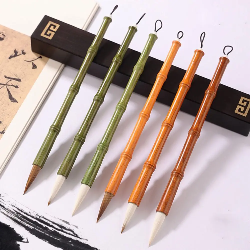 Ancient Oil Watercolor Chinese Calligraphy Brush Wolf Hair Wood Scriptures Writing Brush Oil Painting Art Paint Brush Artist