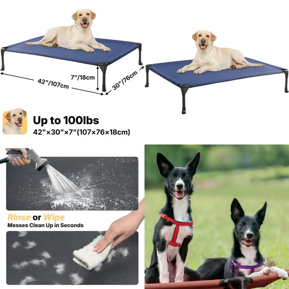 

Portable Elevated Dog Bed with Washable Mesh, Large Size, Ideal for Indoor & Outdoor Use