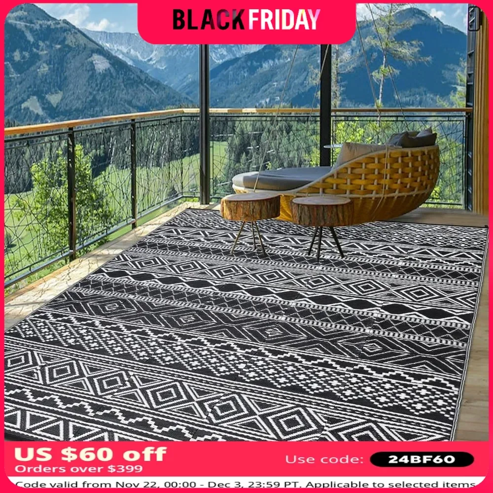 Outdoor Rug Carpet 9x12 Waterproof Plastic Straw Rug Reversible Patio Rug Indoor Outdoor Area Rugs