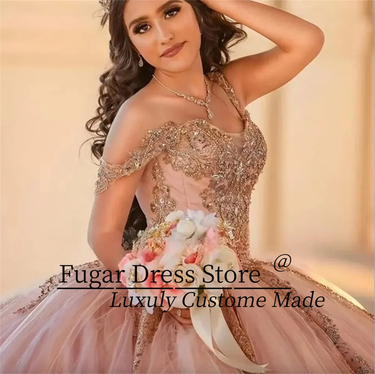 Pink Quinceanera Dresses Sweetheart Off Shoulder Princess Sweet 15 16 Years Old Birthday Prom Party Gown Backless Gala Gift