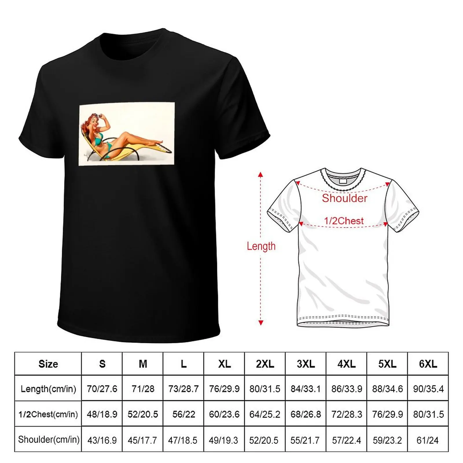 Pin-Up in Turquoise Bikini Pin Up Art T-Shirt Sun Protective Outdoor Tee Top