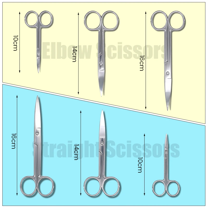 Dental Medical Surgical Scissors Straight / Curved Tip 10/14/16cm Stainless Steel Animal Vet Scissors Haircut Scissors