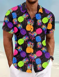 Pineapple Tropical Men's Shirt Summer Aloha Shirt Casual Holiday Summer Spring Turndown Short Sleeve Stretch Fabric Shirt