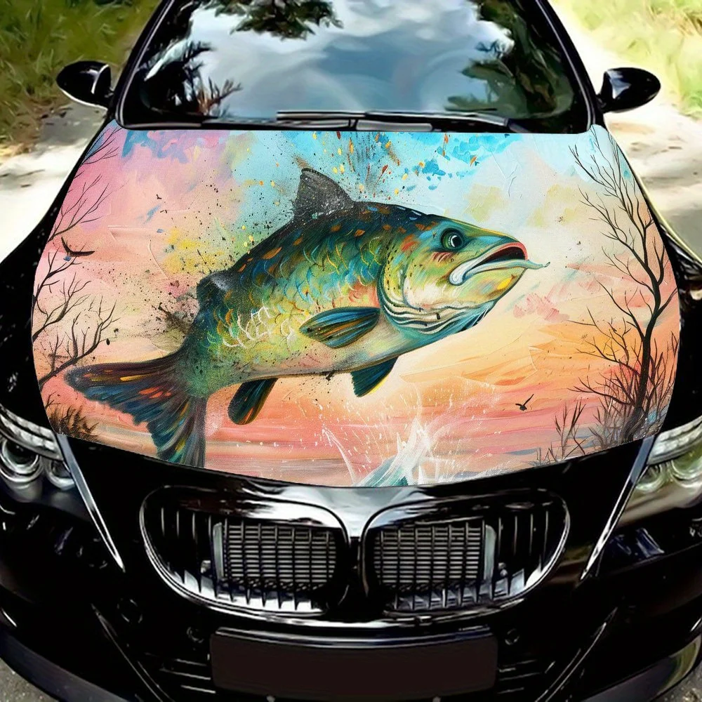 Прогулочная рыба, крутая наклейка на капот автомобиля, ПВХ, самоводонепроницаемая палочка, яркие автомобильные внешние аксессуары, декор, защита, подарок для любителей автомобилей