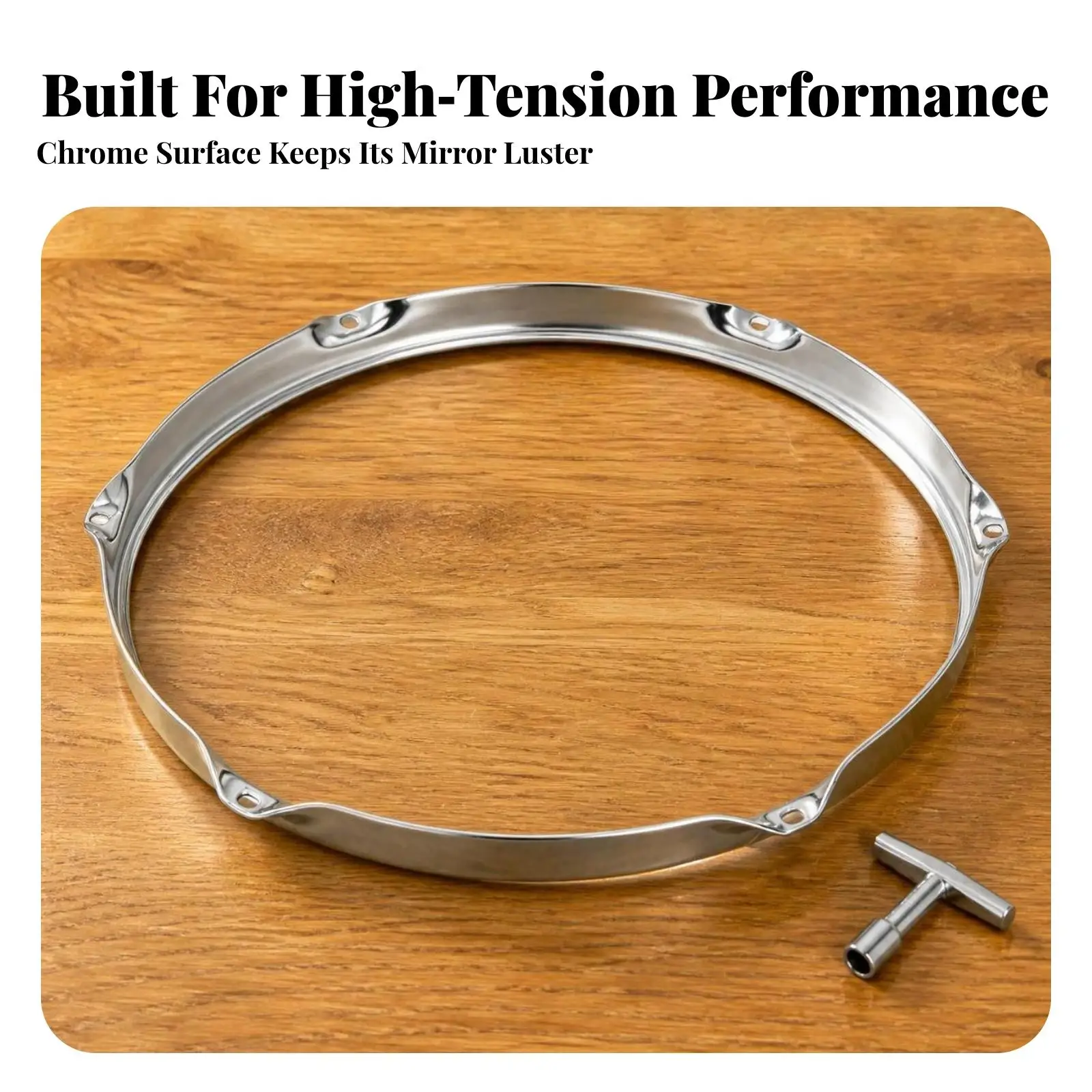 14 Inch Metal Drum Hoop for Drum Kit Hardware with Silver Coating and Pre Drilled Holes for Drumhead Tuning and Repair