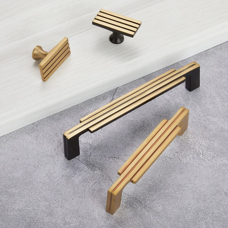 Zubehör Schrankgriffe Nordisches Gold Möbel Luxus Messinggriffe für Schränke Schlafzimmer Schubladen Kommode Küche – Detail 3