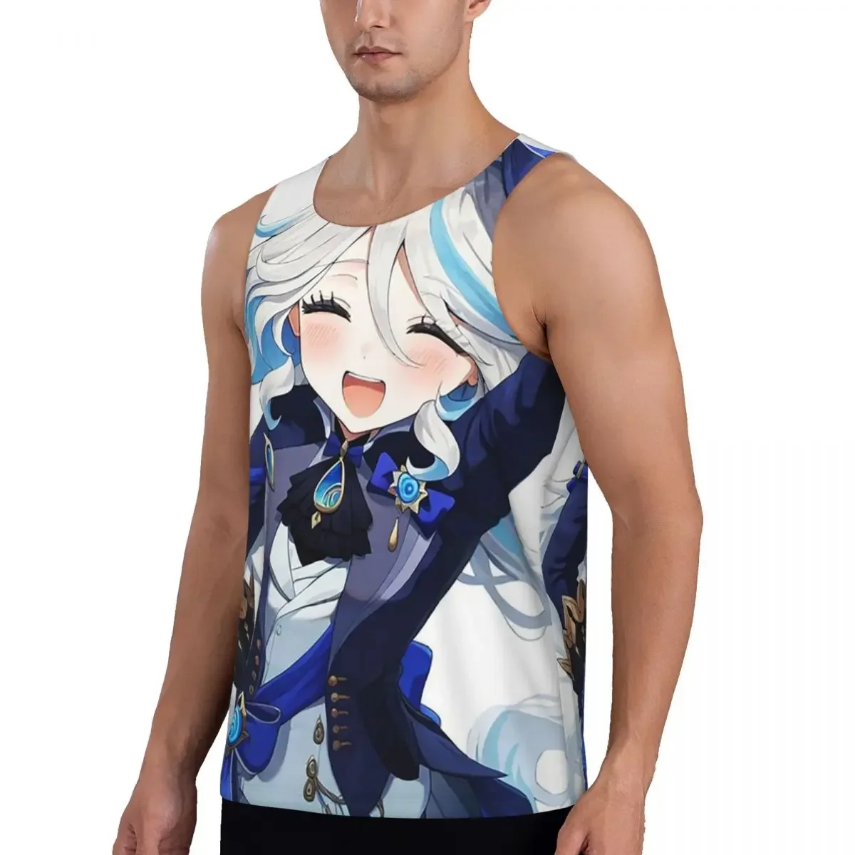 Quick Dry Furina Genshin Impact Gym Tank Muscle Sleeveless Shirt Bodybuilding Breathable Vest