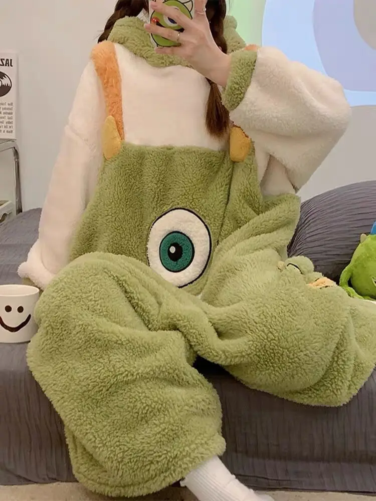 Зимняя новая одежда для сна для взрослых, женские и мужские пижамы, комбинезон с животными, утепленные пижамы для пар, ночная одежда с героями мультфильмов для женщин, домашняя одежда