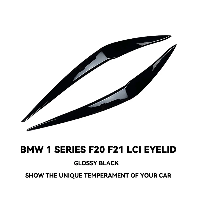 ABS Glossy Black Headlight Evil Eyebrows Eyelids for BMW 1 Series 116d 118i 120i 120d 125i M135i M140i 2015 - 2018 F20 F21 LCI