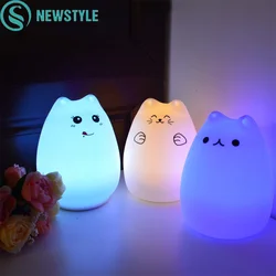 Veilleuse LED USB en Silicone avec capteur tactile, disponible en 7 couleurs, 2 Modes d'éclairage, idéal pour la chambre d'un enfant