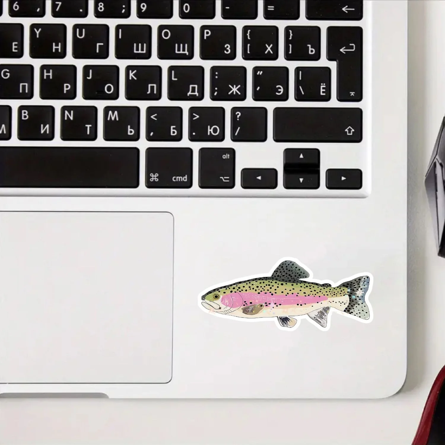 2Pcs Glitter Rainbow Trout Stickers For Car Laptop Water Bottle Skateboard