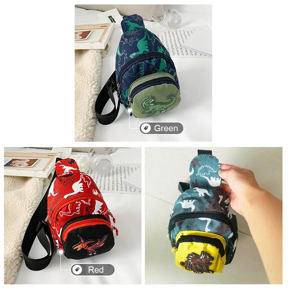 Bolso de pecho con estampado de dinosaurio para niños y niñas, bandolera de gran capacidad, de nailon, impermeable, informal