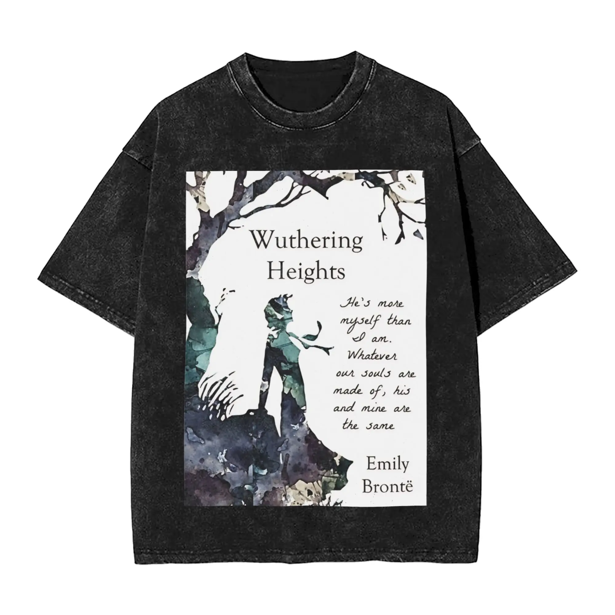 Wuthering Heights Men's T Shirts Washed  Funny Tees Short Sleeve Crew Neck T-Shirt Pure Cotton Graphic Tops