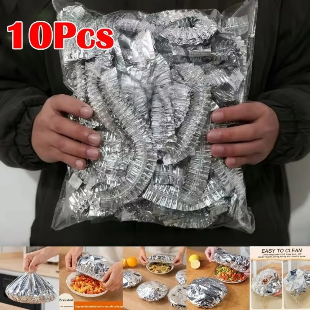 10/20/30/50Pcs Aluminum Foil Aluminum Foil Film Food Cover Thermal Insulation Films Bowls Dishes Elastic Sealing Cover