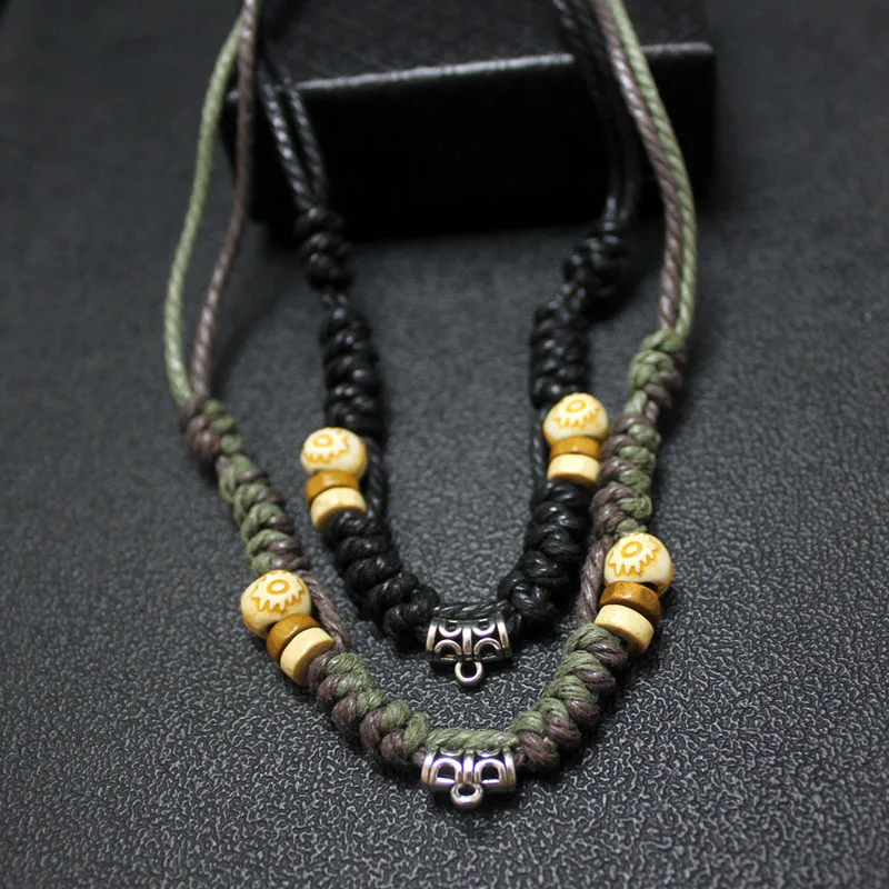Men's Bold Handwoven Pendant Chain Necklace, Adjustable