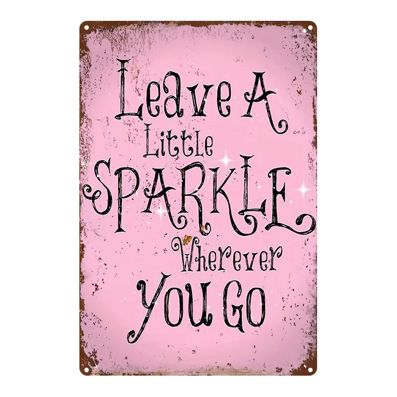2D Flat, 2D Flat, [2D Flat]2D Flat- 1pc Vintage Art Sign Pink Background with Leave a Little Wherever You Go Text, 8.0X12.0 Inch