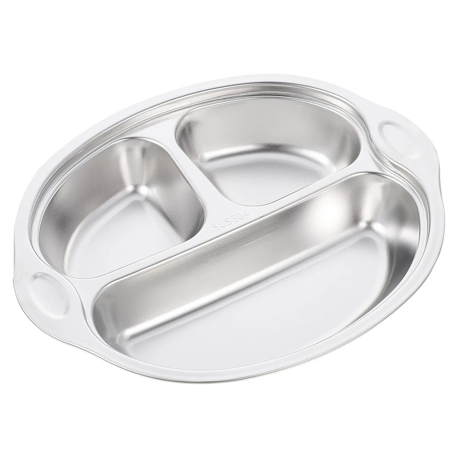 Plato Dividido de Acero Inoxidable con Diseño de Dibujos Animados, Resistente a Altas Temperaturas, Plato de Comida Escolar para Niños, Bandeja con Compartimentos para Alimentos, Fácil de Usar