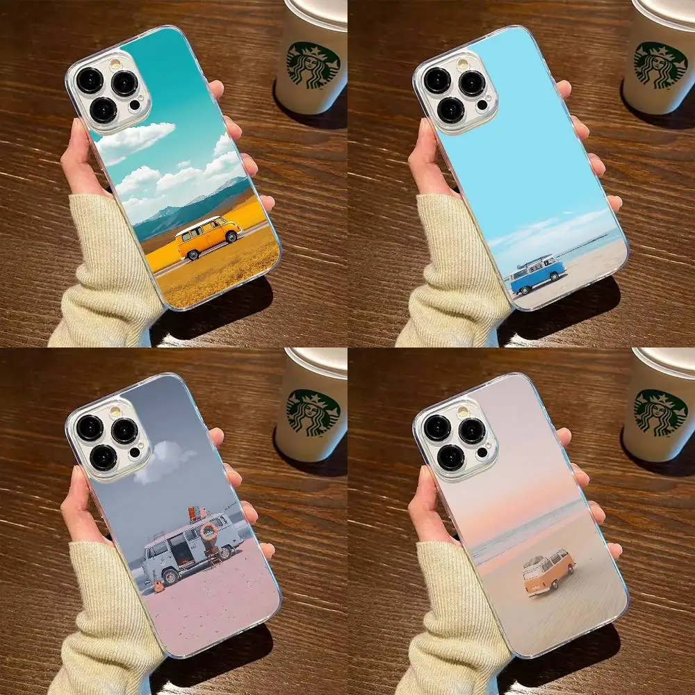 

Traveling car Phone Case For iPhone17,16,15,14,13,12,11 Plus,Pro Max Soft Transparent Cover