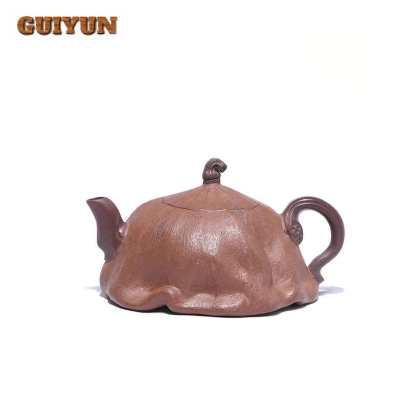 200ml Yixing Purple Clay Teapots Handmade Seedpod Of The Lotus Pot Raw Ore Section Mud Powder Syrup Kettle Zisha Tea Set Craft