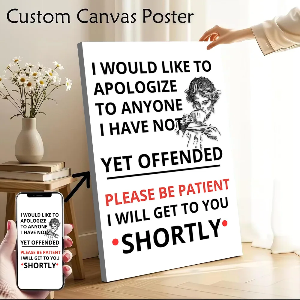 Póster de Lona con Frases Divertidas de Perdón, Cuadros Personalizados, Impresión de Fotos para Decoración Estética de Paredes y Habitaciones