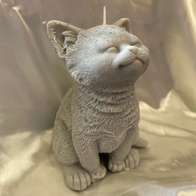 3D grande gatto candela stampo animale orsacchiotto cuccioli cera di soia stampo in Silicone cucciolo cane amante decorazioni per la casa regalo di