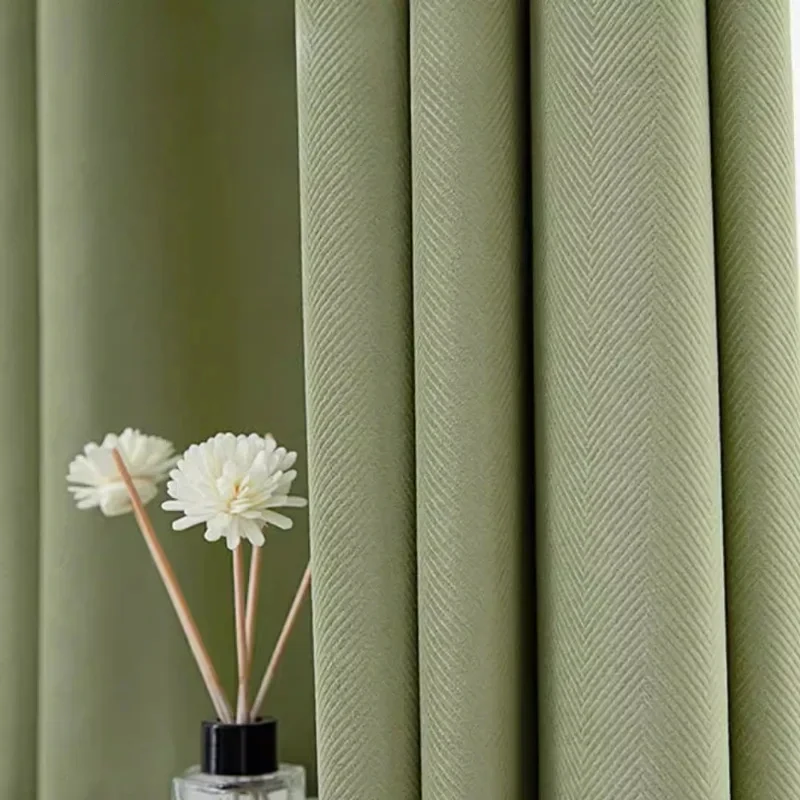 

Matcha Colos Cloth Curtains Modern Style Thick Velvet Blackout Curtain Bedroom Living Dining Room Custom Home Interior Drapes