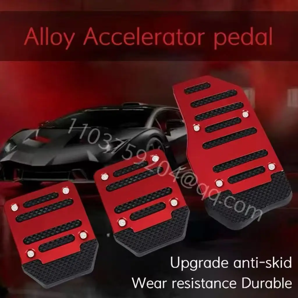 Image of Neue Auto-Automatik-/Schaltgetriebe-Aluminium-Pedalabdeckung, Kupplungspedal aus Edelstahl mit Anti-Rutsch-Beschichtung, universelle Autoteile