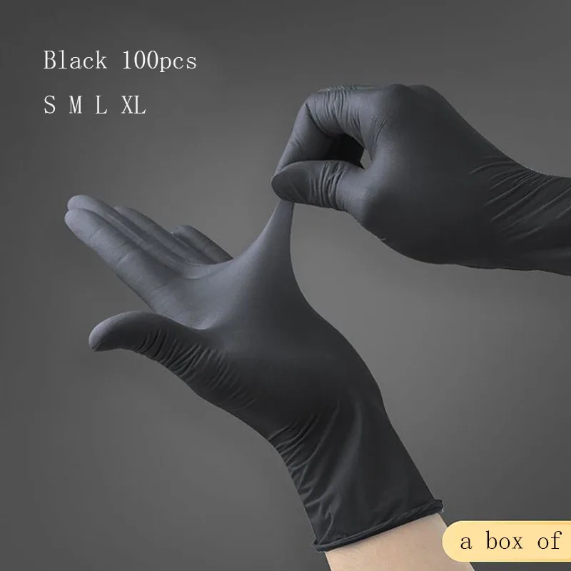 

box of 100pcs nitrile gloves waterproof durable cleaning gloves for household kitchen dishwashing disposable gloves
