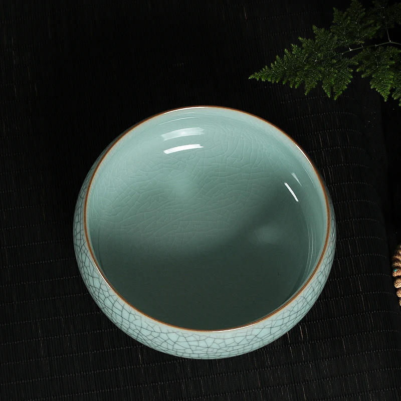 Large Size Ceramic Tea Washing Bowl Ice Crackling Dragon Well Tea Ceremony Accessories Household Use Chinese Style Handmade