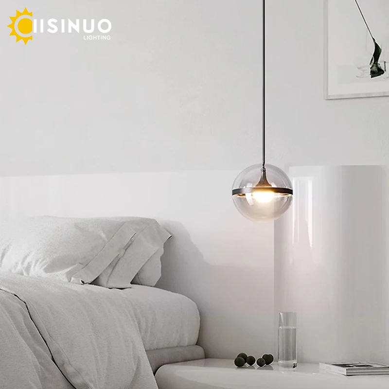 

Modern Indoor Glass Pendant Light Black Bedside Lamps Art Hanging Lamp for Restroom Kitchen Dining room Decora Lighting Fixtures