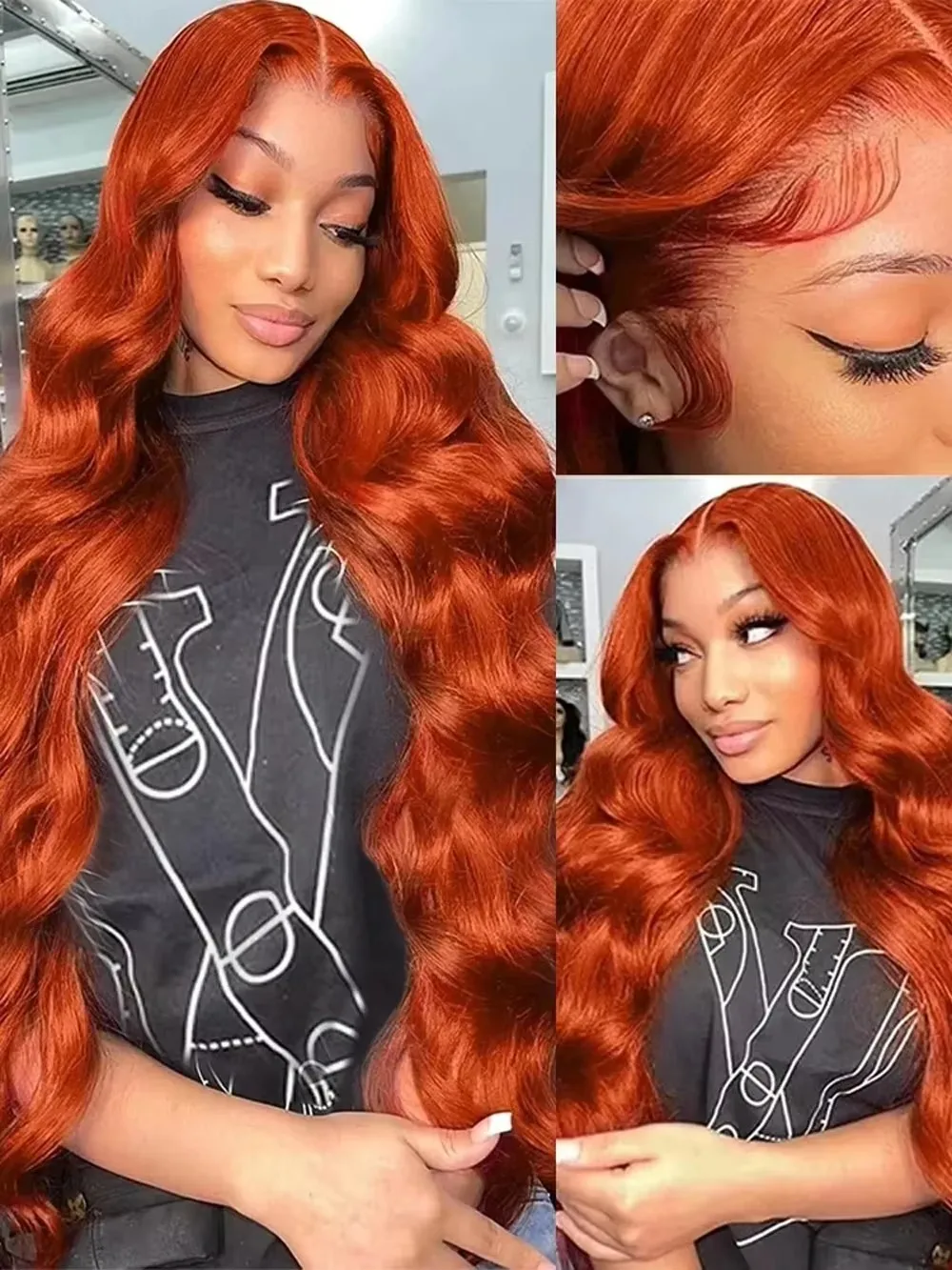30 Inch Orange Ginger 13x4 Lace Front Wigs Human Hair Brazilian Ginger Body Wave 13x6 HD Lace Frontal Wig For Women 250 Density