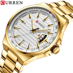 CURREN 8375 Waterproof Quartz Casual Calendar Men's Watch with Steel Strap for Business Wear