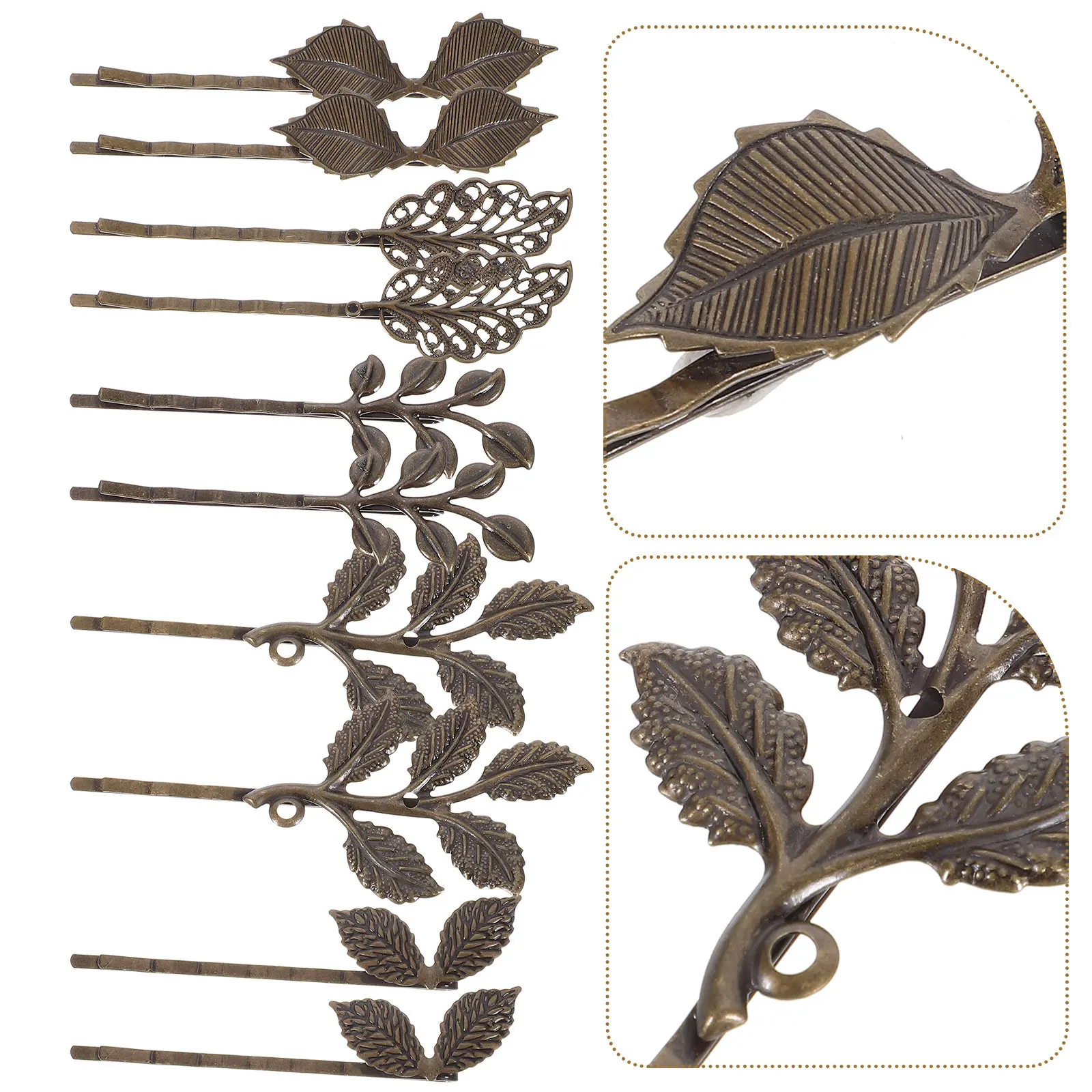10Pcs Vintage Leaf Hair Clip Bronze Bobby Pin Elegant Hairstyle Accessory Wedding Party Daily Decoration Leaf Hairpin
