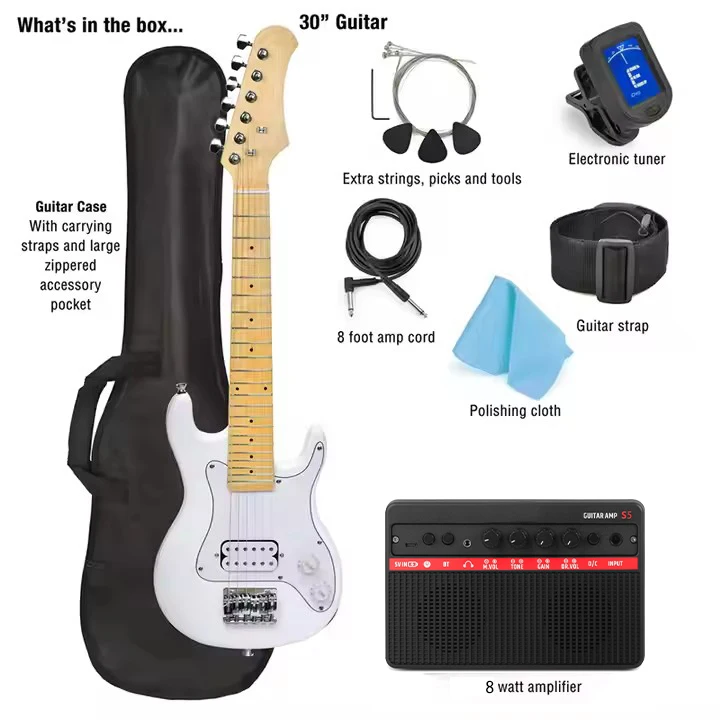 30Inch OEM ODM Electric Acoustic Guitar Beginner Kits for Boys Girls with Mini 8w Amp, Tuner, Picks, Cable, Strap, Extra Strings