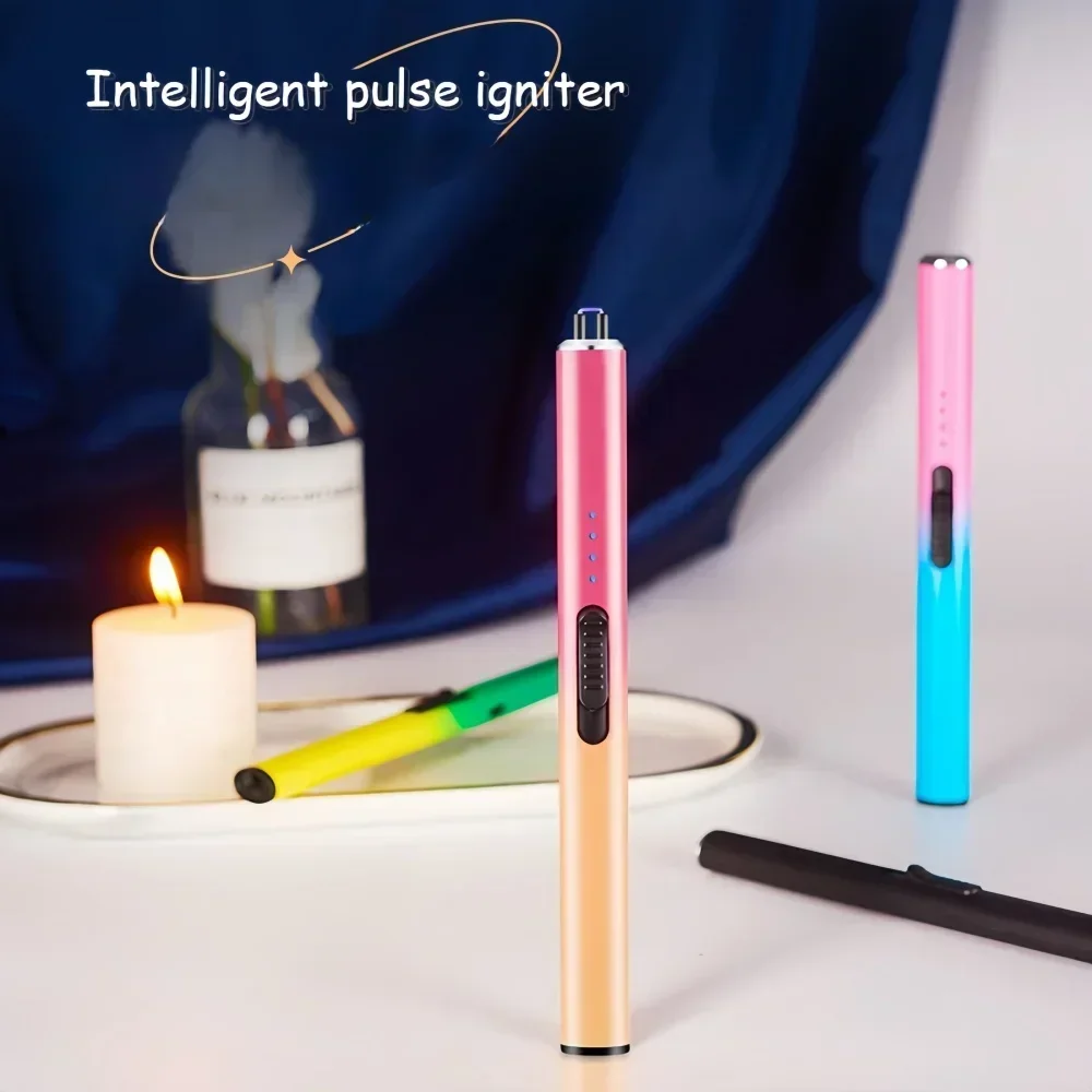 Pulse Igniter USB Charging Kitchen Electronic Lighter Safe No Open Flame Safety Lock Outdoor Portable Windproof Stovetop Candle