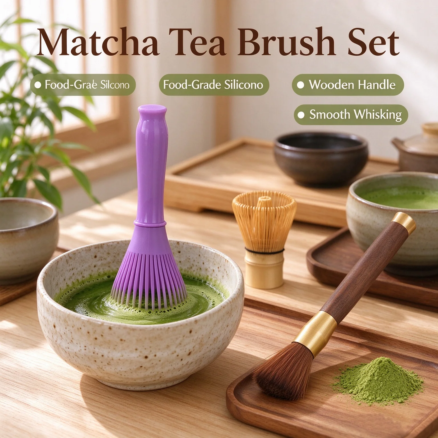Japanese Resin Matcha Whisk Green Tea Powder Mixer Stirrer Reusable Teaware Tool