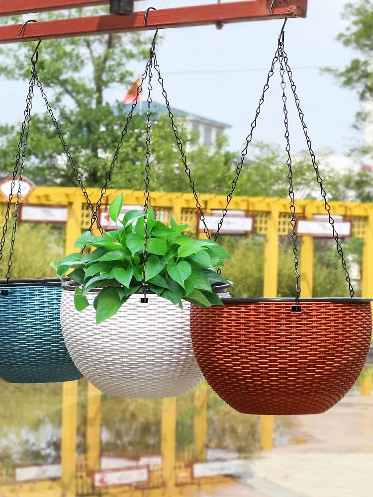 

Hanging hanging orchid flower pot hanging type plastic rattan basket lazy suction wall dill ivy ball thickened pot