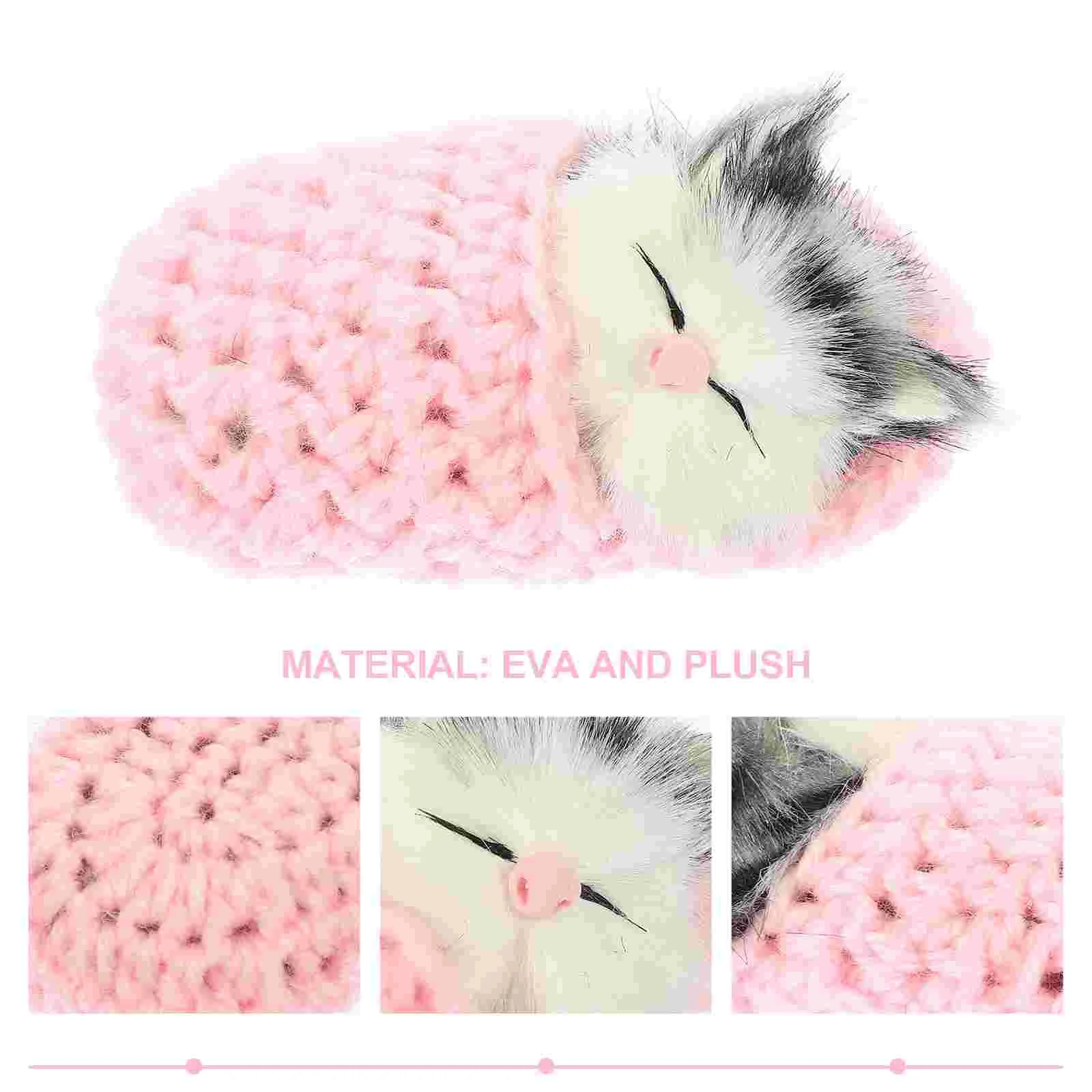 Mini Kitten in Slipper Pc Sleeping Cat Meows Sounds Decor Hand Child Stuffed Animals Girls Festive Occasions Early