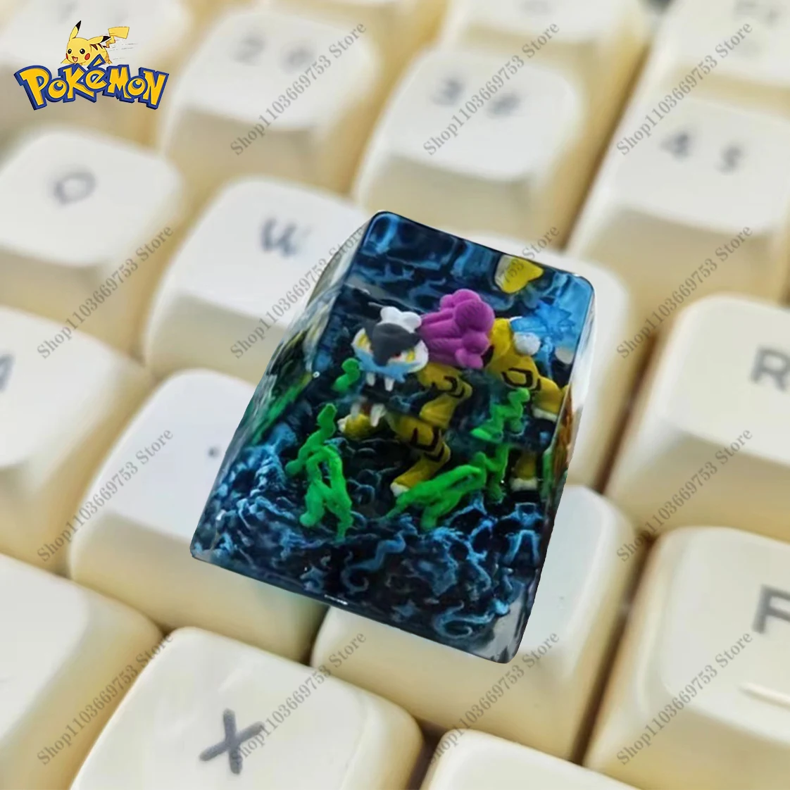 Pokemon Anime Keycaps Legendary beasts Entei Resin Transparent Stereoscopic Customized Mechanical Keyboard Key Accessories Gift