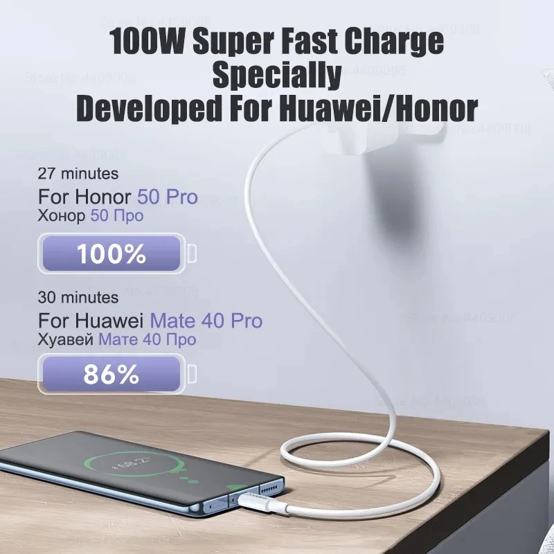 USB Type C Cable For Huawei Honor Xiaomi Samsung 100W 7A Super Fast Charging Cable Data Line Wire Cord Phone Charger Accessories - náhled 3