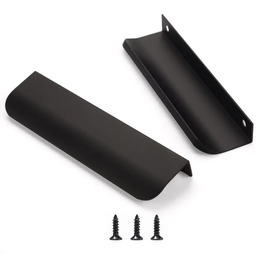 

Черная ручка для шкафов, кухонных скрытых выдвижных ящиков, алюминиевая плоская скрытая задняя ручка для двери для дома, упаковка 10 шт. Moder