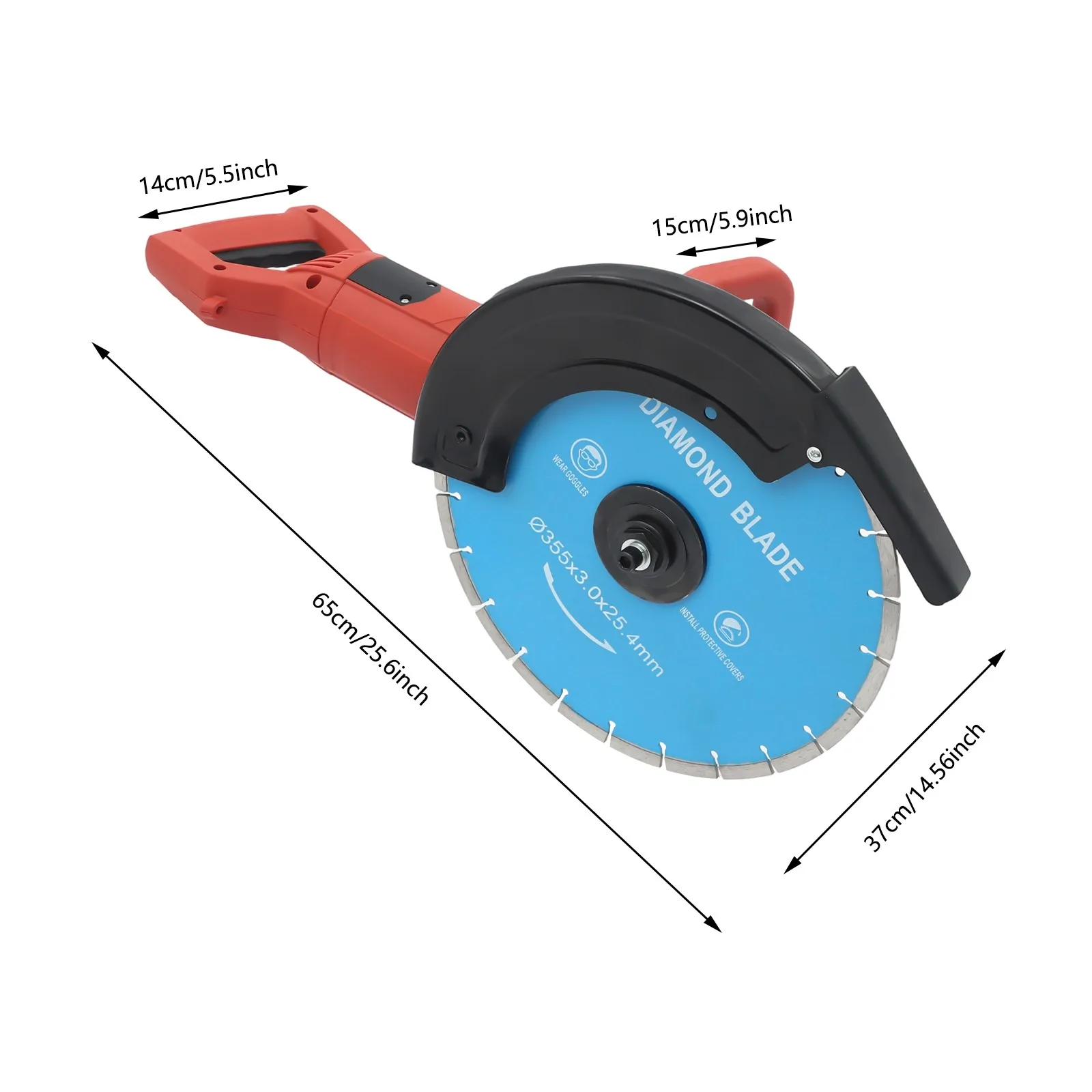 

Пила для резки бетона мощностью 3000 Вт, глубина 5,3 дюйма и подача воды для работы без пыли, лезвие 13,8 дюйма